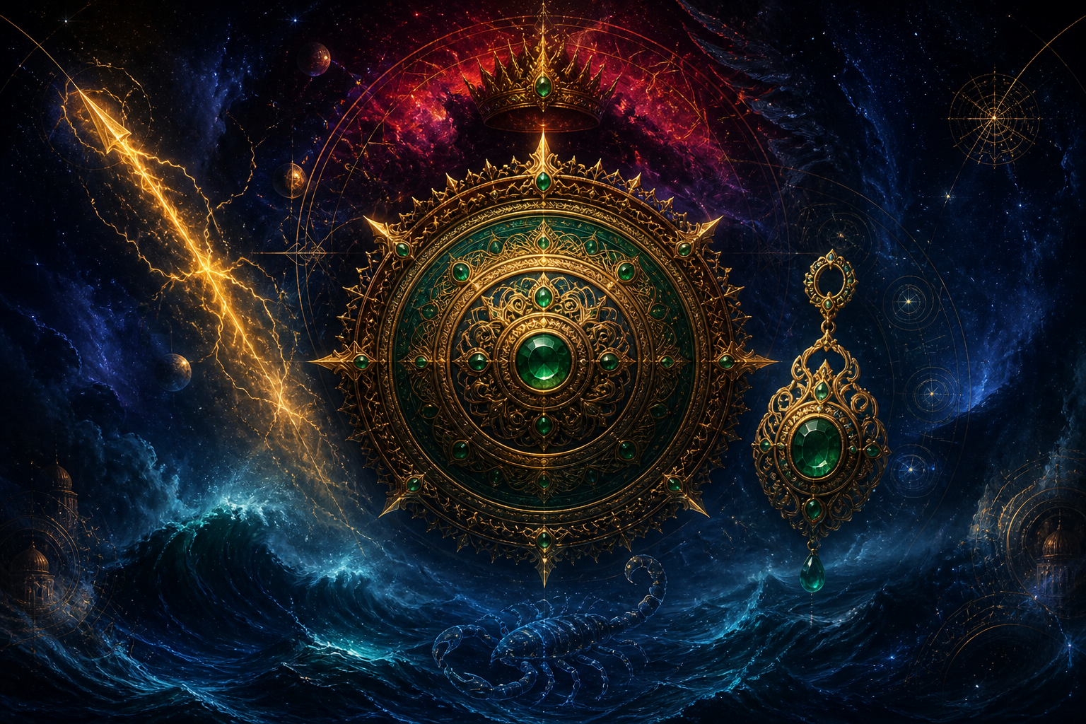 Jyeshtha Indra crown — sovereign kavach in Scorpio
