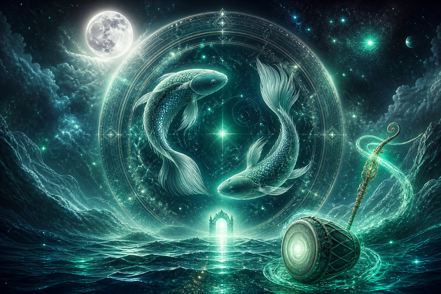 Revati twin fishes — Pushan final crossing at Pisces ocean gate